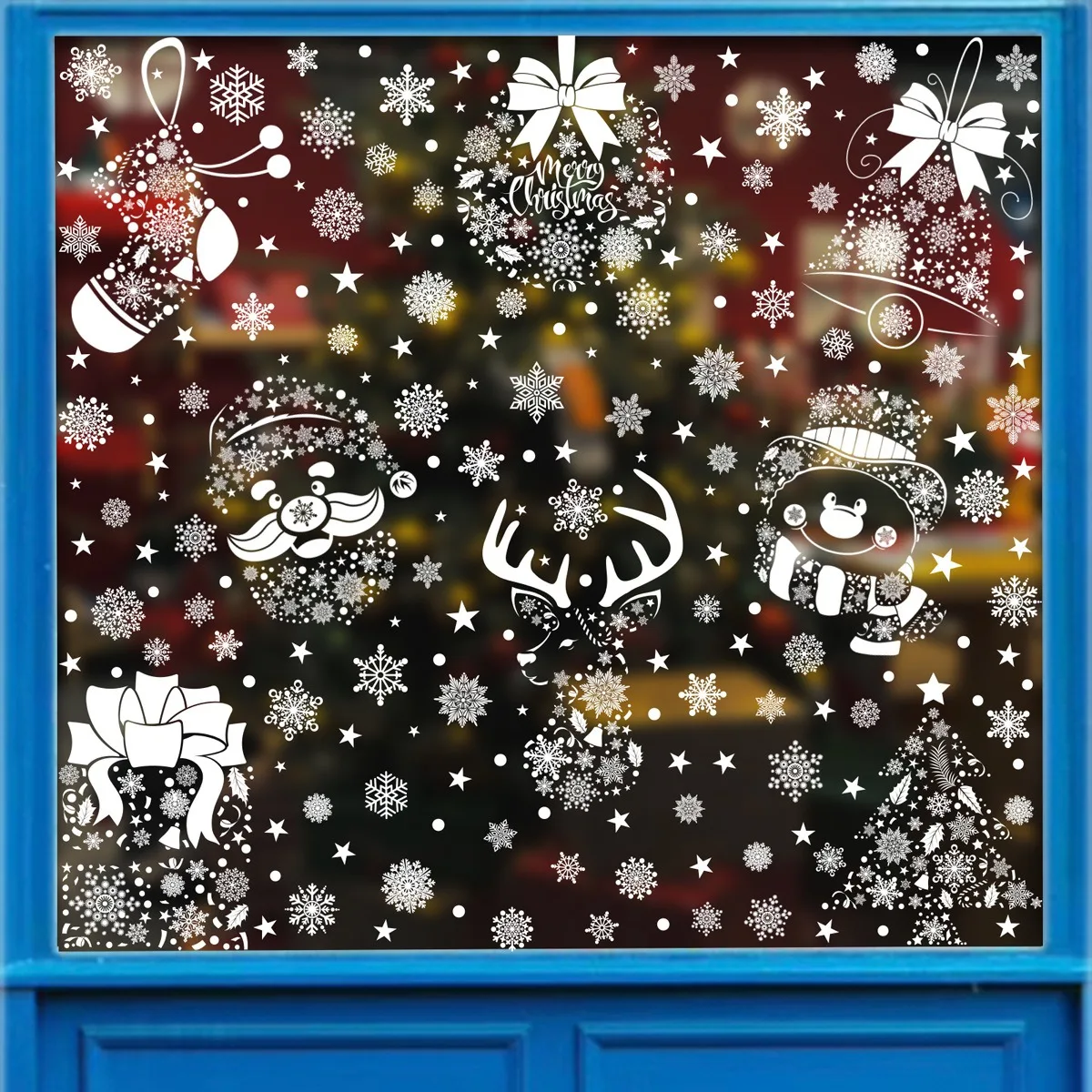 Elk Bugle Call - Christmas Wall Sticker Snowflake Noel Bell