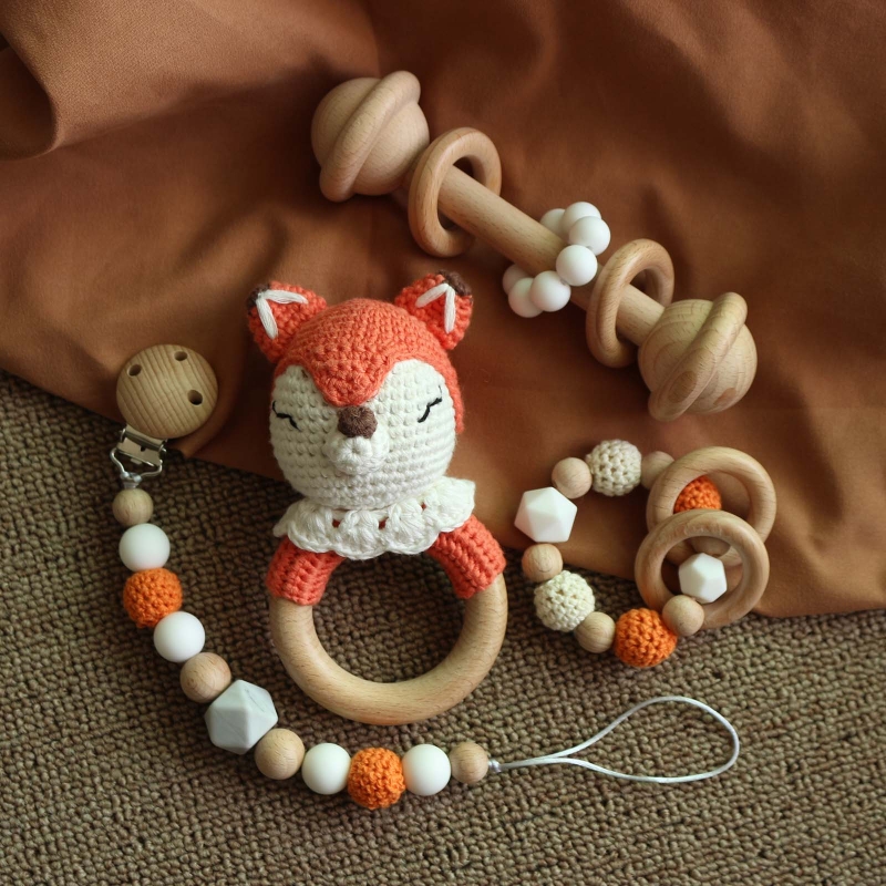 Elk Bugle Call - Baby Rattle Crochet Elk Fox Bear