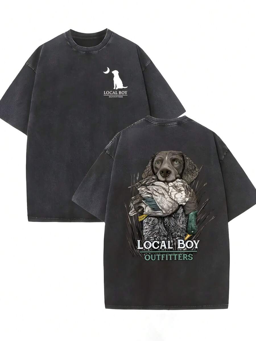 Distressed Black Tee with Hunt - Hunting Dog Outdoor のレビューと価格