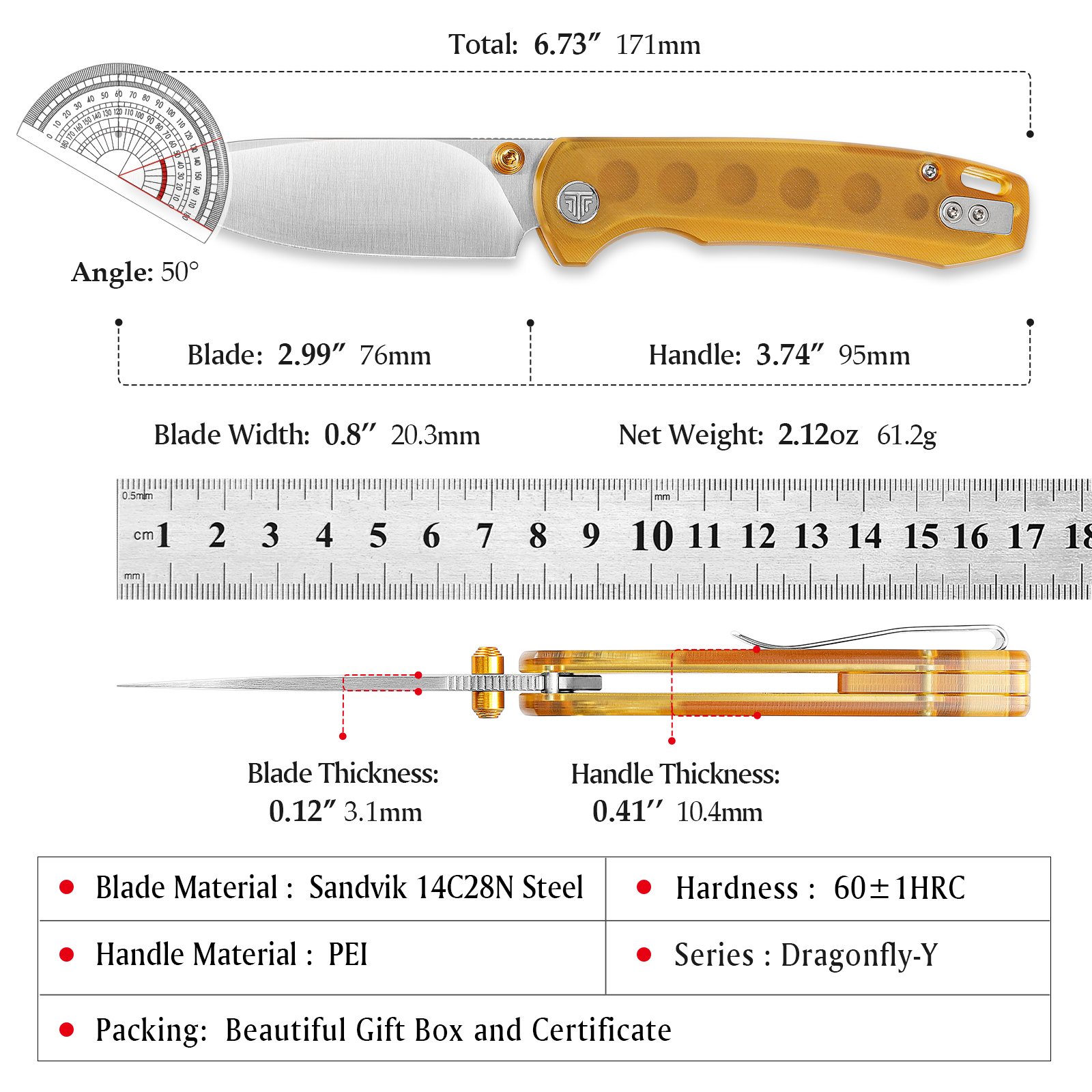 TRIVISA Dragonfly Pocket Knife - Outdoor Hunting Gifts のレビューと価格