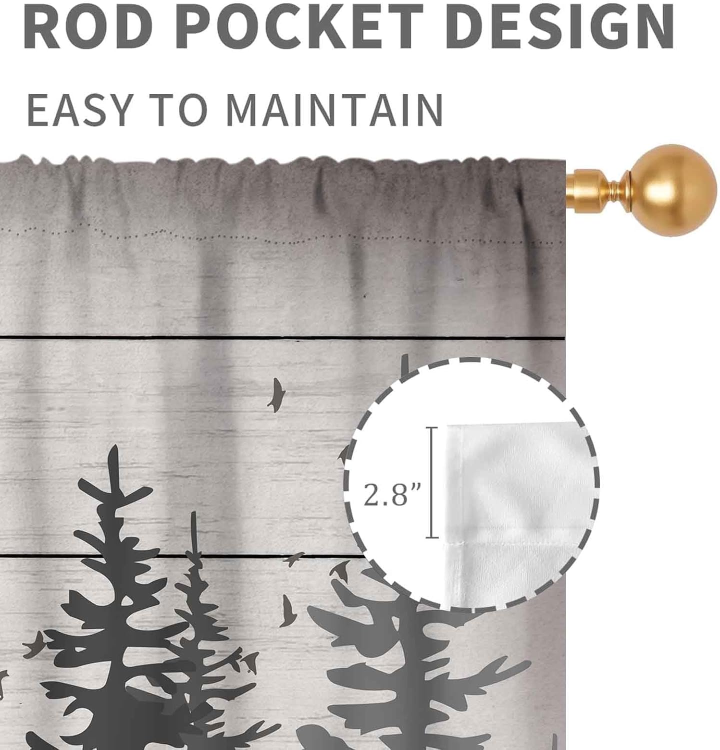 Rustic Deer Curtains, Farmhous - Hunting And Camping In Forest のレビューと価格