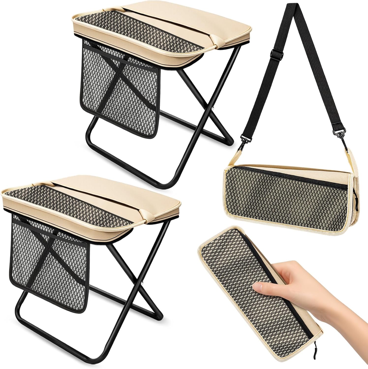 2 Pack Portable Folding Stools - Hunting And Fishing Outdoor Chairs のレビューと価格