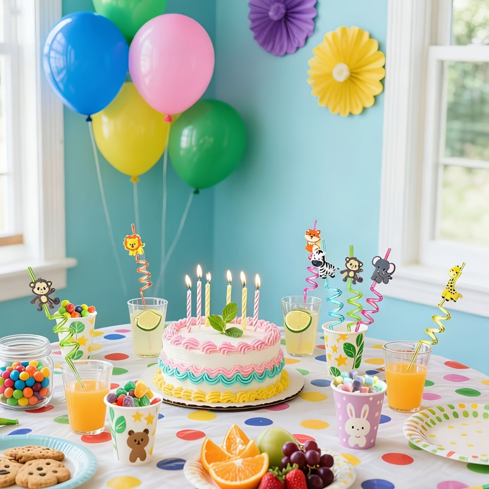 8 pcs Plastic Straws Cartoon A - Hunting And Outdoor Supplies のレビューと価格
