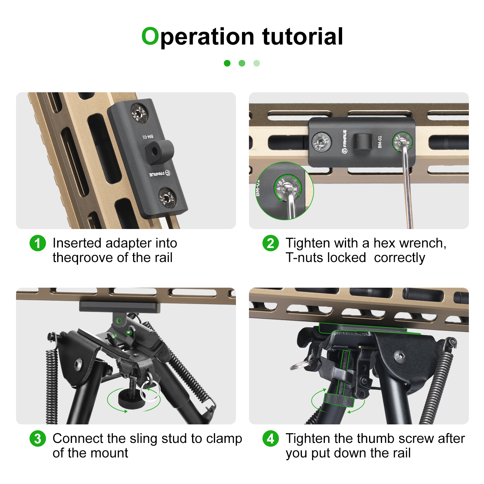 FANAUE Mlok Mount Handguard Ad - Bipod Rifle Mount のレビューと価格