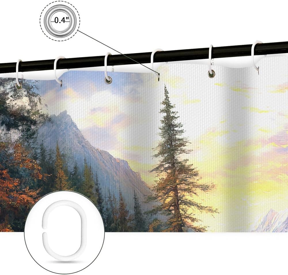 Rustic Cabin Lodge Shower Curt - Hunting And Camping In Forest のレビューと価格