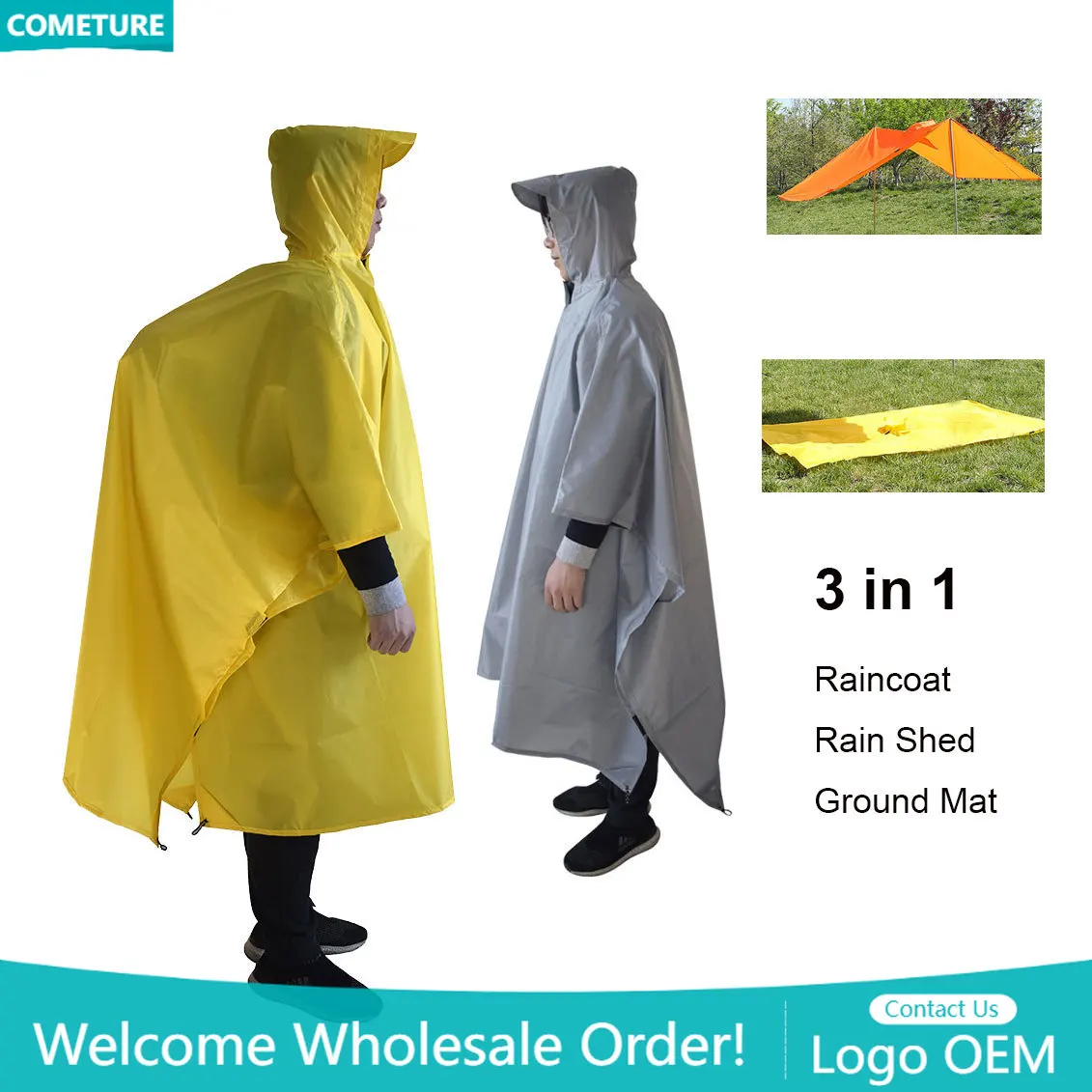 Raincoat 3 In 1 Hiking Poncho  - Hunting And Outdoor Supplies のレビューと価格